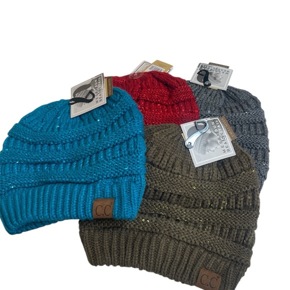 C.C Accessories - Beanie messy bun ponytail hat sequin NWT C.C. Each $15